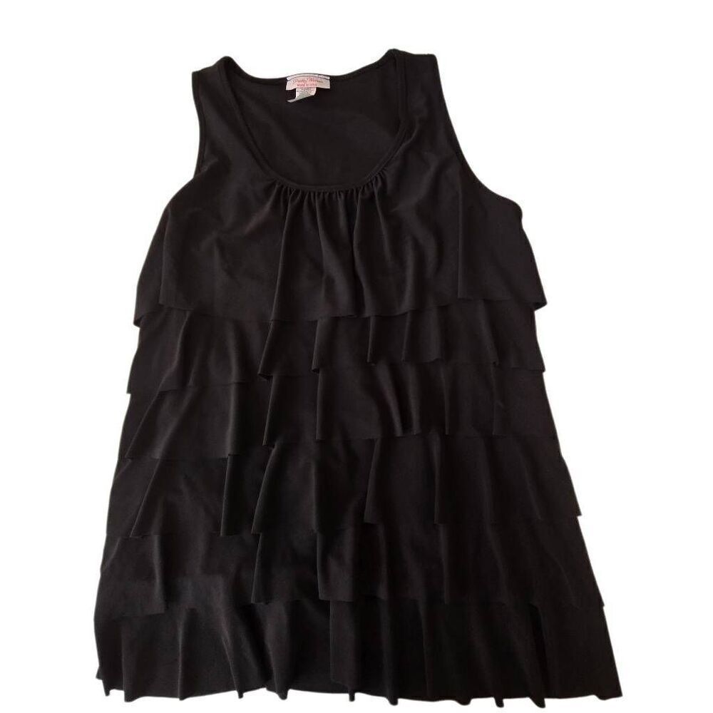 Pretty Woman Ruffles Tiered Pullover Sleeveless Tank Top Black Size Medium